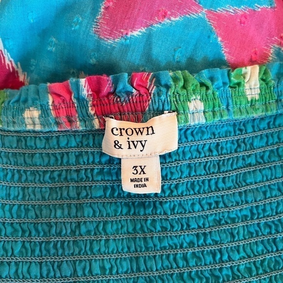 Crown & Ivy Smocked & Tiered Tank Ocean Plus Size Dress - Picture 5 of 6